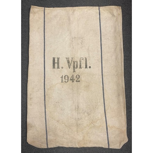 5281 - WW2 Third Reich Wehrmacht Heeresverpflegungssack Issue Rations Sack, dated 1942. Size 100cm x 69cm.