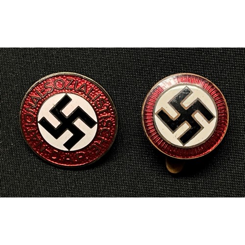 5285 - WW2 Third Reich NSDAP Membership badge maker marked RZM M1/8 and a NSDAP Sympathiser enamel lapel ba... 