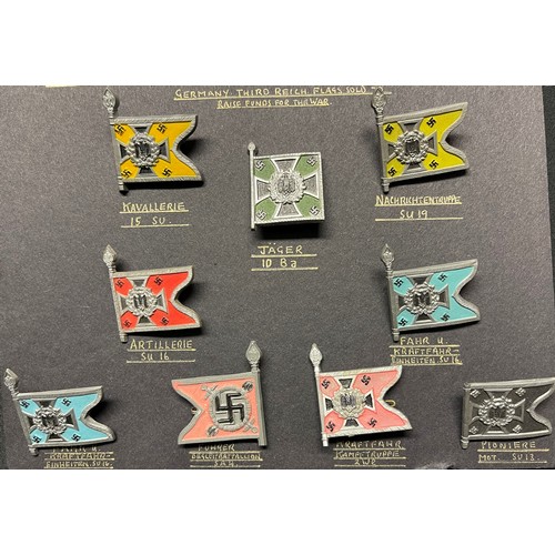 5290 - WW2 Third Reich WHW Fund Raising badges collection comprising of 13 Regimental Standard badges. Alon... 