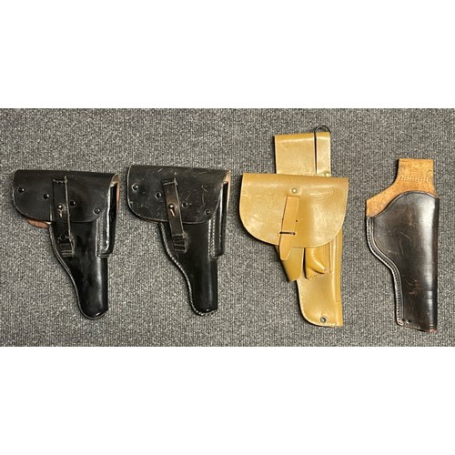 5300 - Pair of West German Walther P1 Black Leather Pistol Holsters. One is unmarked, the other has spuriou... 
