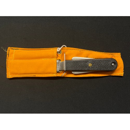 5306 - Post War RAF Aircrew Dingy Survival Knife with curved single edged blade 100mm in length, marked wit... 