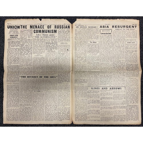 5310 - British Union Newspaper dated Saturday May 28th 1949. 4 pages. Early post war newspaper of the Briti... 