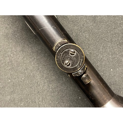 5333 - Pre war German Oigee Gnomet 2 1/2 power Telescopic sight fitted with Akah mounting rail. Along with ... 