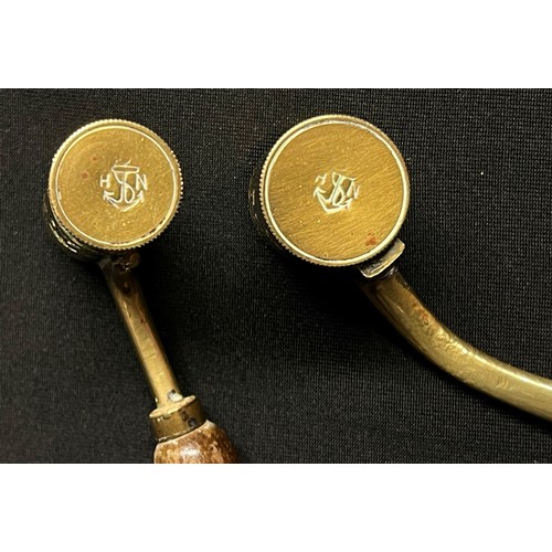5352 - Pair of French made adjustable brass powder measures (2)
