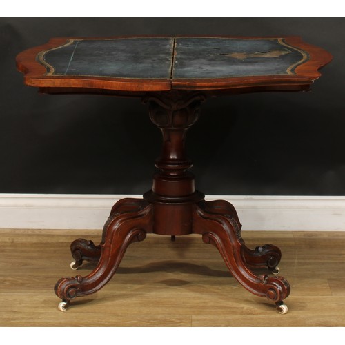 209 - A Victorian walnut card table, 74cm high, 89cm wide, 45cm deep