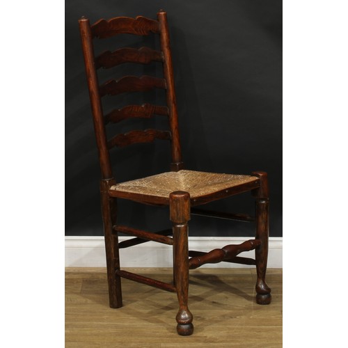 216 - A set of four Lancashire ladderback dining chairs, 101cm high, 49.5cm wide, the seat 36cm deep (4)