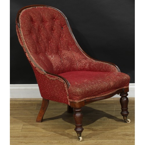 218 - An early Victorian mahogany library chair, 84cm high, 58cm wide, the seat 43cm wide and 40cm deep; a... 