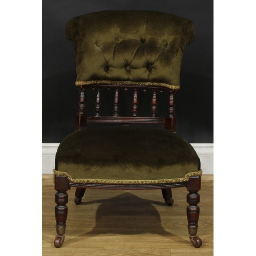 218 - An early Victorian mahogany library chair, 84cm high, 58cm wide, the seat 43cm wide and 40cm deep; a... 