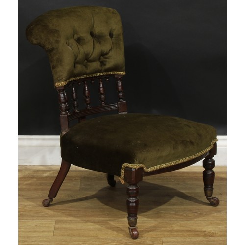 218 - An early Victorian mahogany library chair, 84cm high, 58cm wide, the seat 43cm wide and 40cm deep; a... 