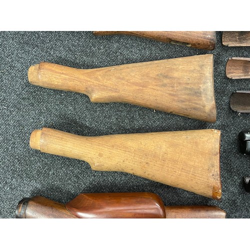 5358 - British Lee Enfield No4 Rifle Stocks x 4 and Butts x 6 including one fitted with Sniper cheek piece,... 