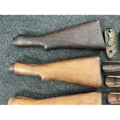 5358 - British Lee Enfield No4 Rifle Stocks x 4 and Butts x 6 including one fitted with Sniper cheek piece,... 