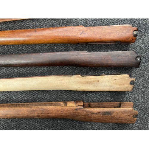 5358 - British Lee Enfield No4 Rifle Stocks x 4 and Butts x 6 including one fitted with Sniper cheek piece,... 