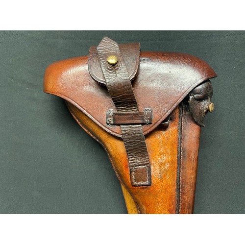 5366 - Reproduction WW1 Imperial German Artillery Luger 08 Pistol Holster and wooden shoulder stock rig. Ho... 