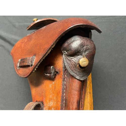 5366 - Reproduction WW1 Imperial German Artillery Luger 08 Pistol Holster and wooden shoulder stock rig. Ho... 