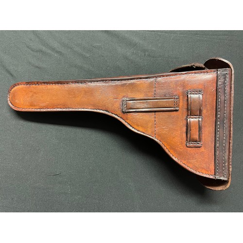 5366 - Reproduction WW1 Imperial German Artillery Luger 08 Pistol Holster and wooden shoulder stock rig. Ho... 