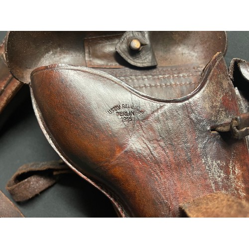 5367 - Reproduction WW1 Imperial German Artillery Luger 08 Pistol Holster and wooden shoulder stock rig. Ho... 