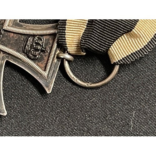 5368 - WW1 Imperial German Iron Cross 2nd Class 1914 makers mark to ring. Complete with a short original ri... 