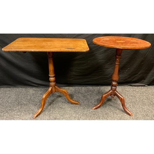 28 - A George III mahogany tilt-top pedestal table, rounded rectangular top, tripod base, 71.5cm high x 7... 