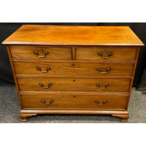 88 - A George III mahogany chest of two short over three graduated long drawers, brass swan-neck handles,... 