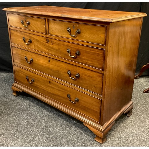 88 - A George III mahogany chest of two short over three graduated long drawers, brass swan-neck handles,... 