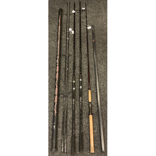 122 - Fishing rods and equipment - Two Shimano Hyperloop 12 foot, 2 3/4 pound carp rods;  a fox jerk maste... 