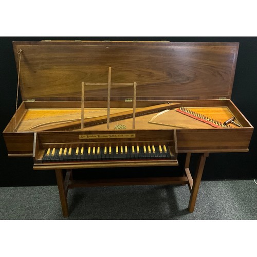 268 - A Virginal Harpsichord piano, by Alec Hodsdon of Lavenham, Suffolk, walnut case, ebony and figured m... 