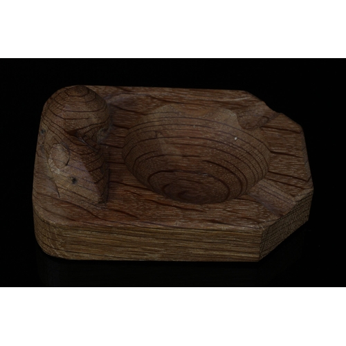 3627 - Mouseman of Kilburn - an oak ashtray, addzed overall, carved mouse signature, 8cm wide