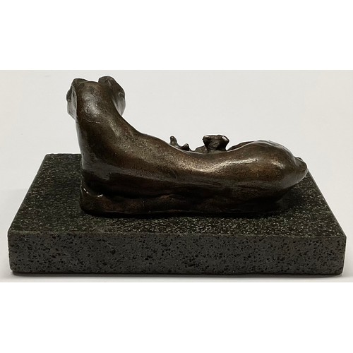 3625 - Modern British School, a brown patinated bronze, Tigress and Cubs, rectangular base, 12cm wide