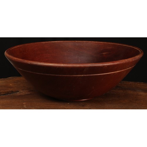 3673 - Treen - a large turned dairy bowl, 42cm diam