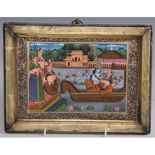 3553 - Indian School
Krishna and Radha in the Boat of Love
watercolour and gouache, 15cm x 21.5cm