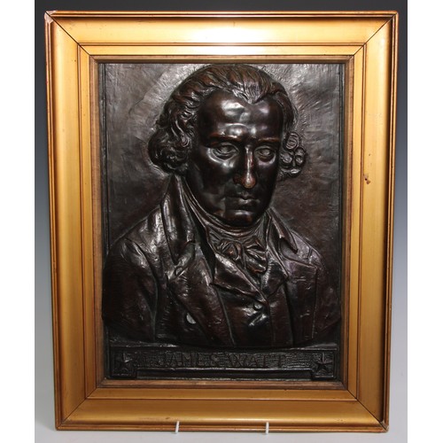 3659 - The Industrial Revolution - a 19th century bronzed copper relief portrait, of James Watt (1736 - 181... 