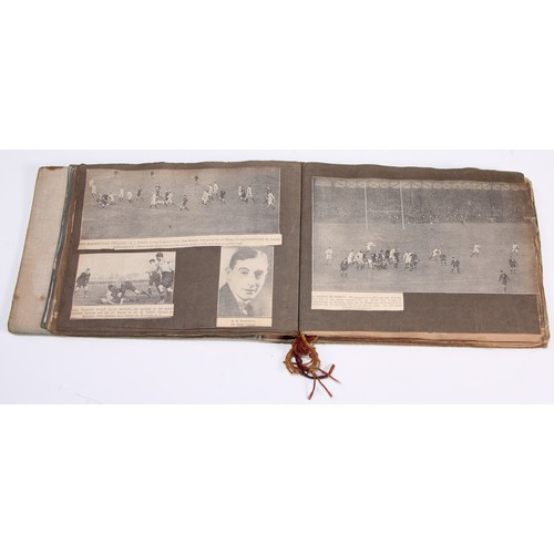 3684 - Sport - Rugby - an early 20th century scrap album containing newspaper cuttings regarding rugby matc... 