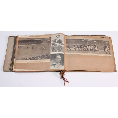 3684 - Sport - Rugby - an early 20th century scrap album containing newspaper cuttings regarding rugby matc... 