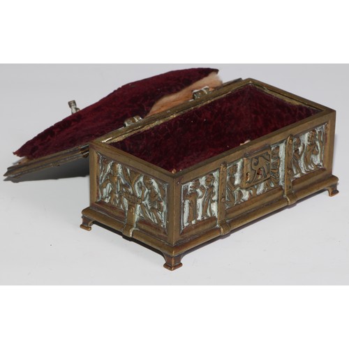 3059 - A 19th century rectangular brass casket, by Adolph Frankan & Company, cast in the Historicist taste ... 