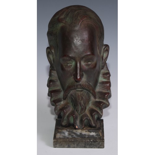 3067 - *CATALOGUE AMENDMENT* A patinated composition library bust, of Miguel de Cervantes Saavedra (1547 - ... 