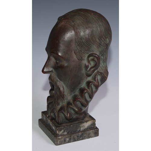 3067 - *CATALOGUE AMENDMENT* A patinated composition library bust, of Miguel de Cervantes Saavedra (1547 - ... 