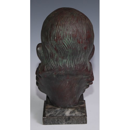 3067 - *CATALOGUE AMENDMENT* A patinated composition library bust, of Miguel de Cervantes Saavedra (1547 - ... 