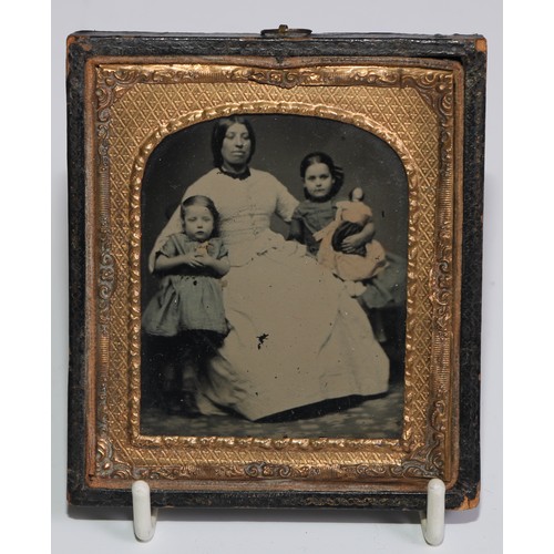 3753 - Photography - Toy and Juvenalia Interest - a 19th century ambrotype photograph, of a mother and chil... 