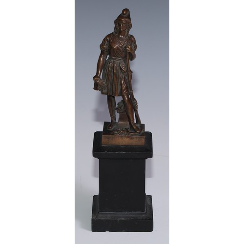 3632 - Pierre-Jean David [David d'Angers] (1788 - 1856), after, a brow patinated bronze, La Liberte, 14.5cm... 