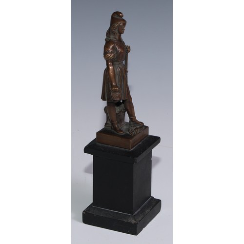 3632 - Pierre-Jean David [David d'Angers] (1788 - 1856), after, a brow patinated bronze, La Liberte, 14.5cm... 