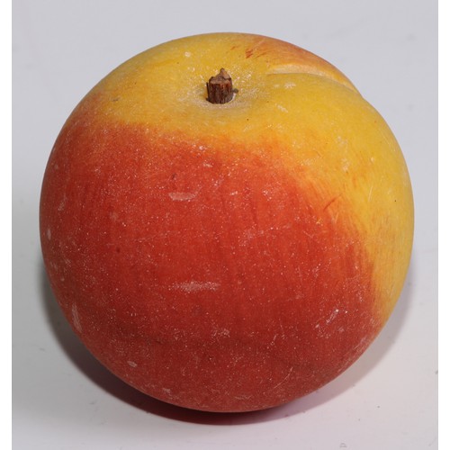 3072 - A carved alabaster peach, naturalistically painted, 7cm high, 19th/early 20th century