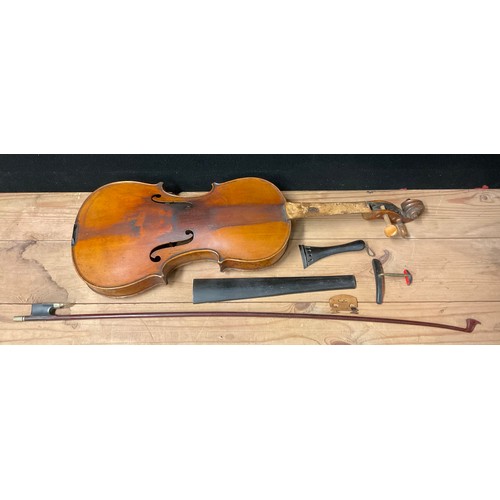 3064 - A violin, Stradivarius Fecit paper label, early 20th century