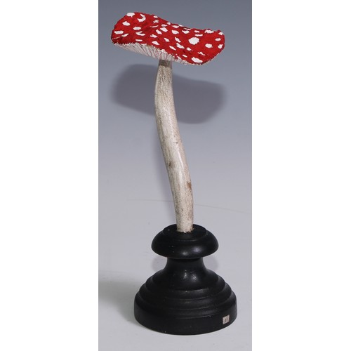 3694 - Natural History - Mycology - a painted model of fungus specimen, mounted for display, 22cm high