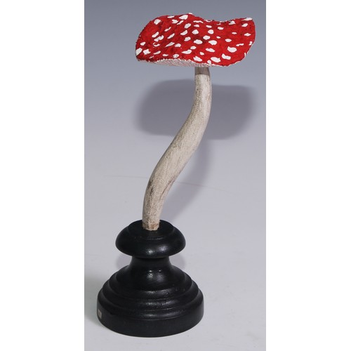 3694 - Natural History - Mycology - a painted model of fungus specimen, mounted for display, 22cm high