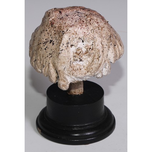 3690 - A painted softwood fungi specimen model, mounted for display, 15cm high; another (2)