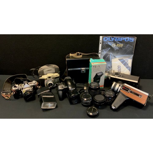 345 - Cameras & Photographic equipment - Olympus OM1 SLR camera, Tokina 135mm, 28mm lenses, Hanimex Televe... 