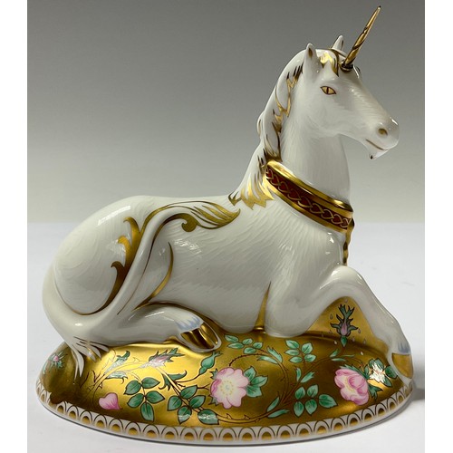 39 - A Royal Crown Derby paperweight, Mythical Unicorn, Govier's exclusive, designed by June Branscombe, ... 