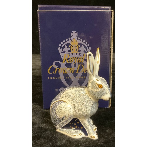 54 - A Royal Crown Derby paperweight, Starlight Hare, gold stopper, signed in gold by Sue Rowe, boxed