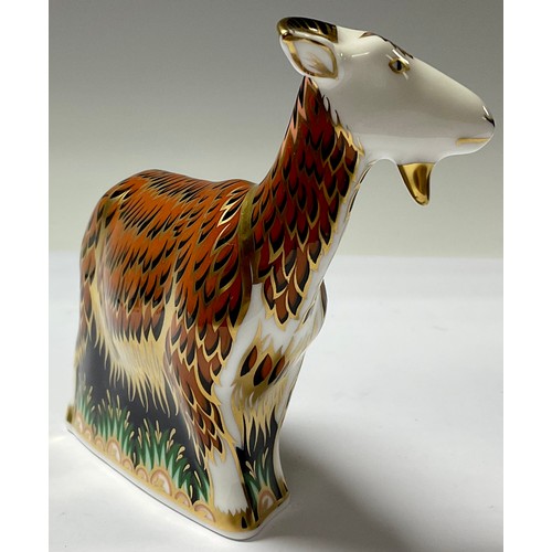 65 - A Royal Crown Derby paperweight, Nanny Goat, Visitor's Centre exclusive, gold stopper, boxed