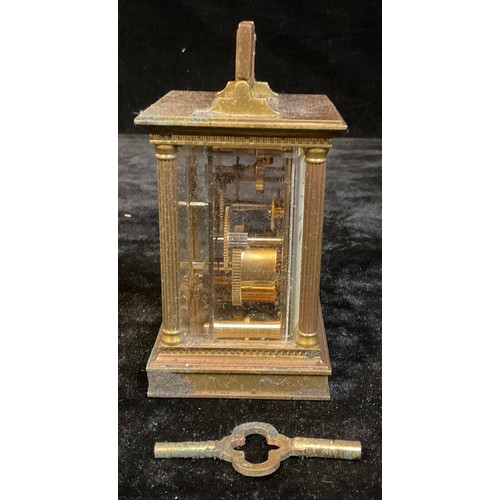 73 - A Matthew Norman lacquered brass five glass carriage clock, with key, 15cm over swing handle